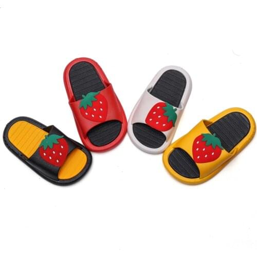 Really soft Cute kids boy and girl slippers beach sandals fruit slides PVC slippers with size 24-35