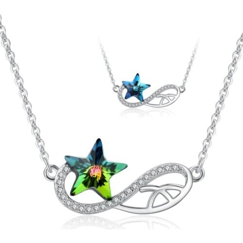 Real 925 Sterling Silver Necklace Classic Geometric Shape Star Crystal Pendants & Necklaces Rhinestone sterling-silver-jewelry