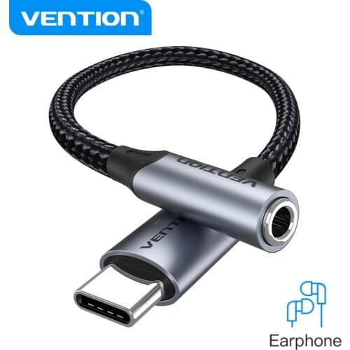 Vention Type C to 3.5 Jack Earphone USB-C Type C to 3.5mm Headphone AUX Adapter Audio Cable for Huawei P40 P30 Pro Xiaomi 10 9