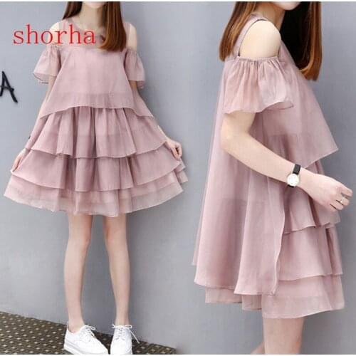 Maternity Dress Loose Large Size Pregnancy Clothes Fashion Pregnant Women Summer Korean Version Bare Shoulder Chiffon dresses