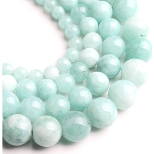 Natural Amazonite Angelite Beads Round Loose Stone Beads For Jewelry Making DIY Bracelet Necklace Pick Size 6/8/10/12mm 15