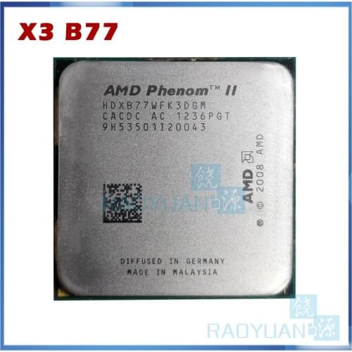 AMD Phenom II X3 B77 CPU Processor Triple-Core Desktop Socket AM3 938pin 3.2GHz 95W L3=6M HDXB77WFK3DGM
