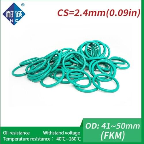 2PC/lot Rubber Ring Green FKM O ring Seals Thickness 2.4mm OD41/42/43/44/45/46/47/48/50mm Rubber O-Rings Fuel Washer