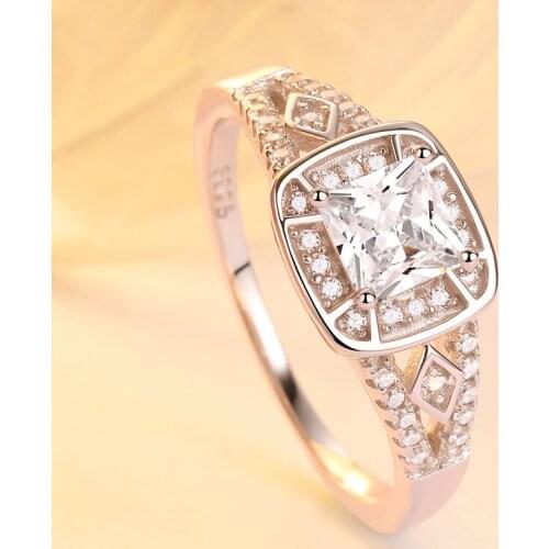 Luxury 100% 925 Sterling Silver Cut Anniversary Rings For Women High Carbon Diamond Sparkling Party Jewelry Fine Jewelry Gift