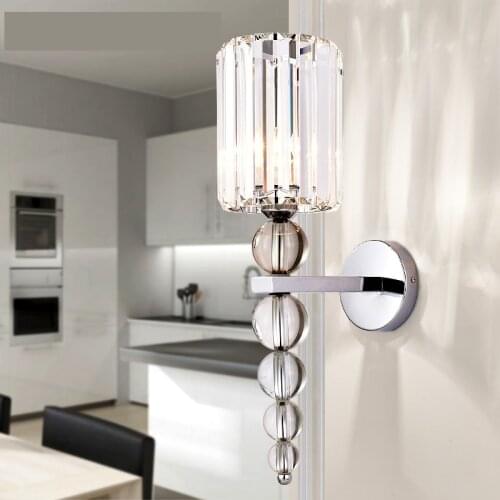 Luxtry Wall Lamp Stacked Crystal Ball Chrome Wall Sconce Light Home Living Room Hotel Aisle Corridor Decor Indoor Lamp Fixture