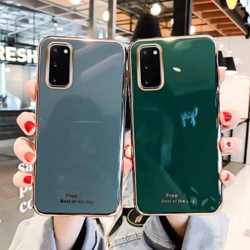 Luxury Plating Silicone Phone Case For Samsung S21 Ultra Plus S20 FE Note 20 Soft TPU Cover For Galaxy A52 A72 A51 A71 5G A32 4G