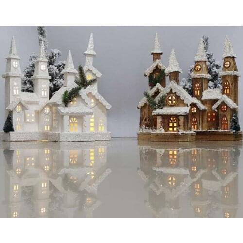 Christmas Luminous Wooden Street Lamp Decoration Cafe Showcase Scene Layout