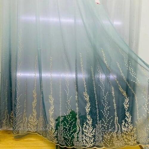 European-style Curtains for Living Room Bedroom Gradient Embroidery Curtains Two Colors Optional Finished Product Customization