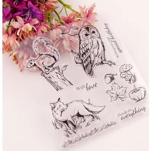 Owl Squirrel Fox Silicone Transparent Rubber Stamp Background Animal Clear Stamps DIY Scrapbooking Card Making