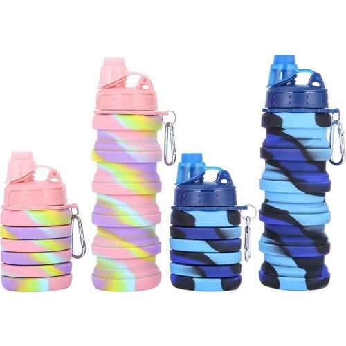 New Arrivals Food Grade Foldable Water Bottles BPA Free Cycling Silicone Collapsible Travel Light Drink Water Folding Bottle