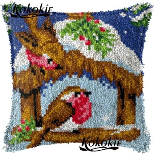 Stitch throw pillow Crocheting Rug Yarn Pillowcase latch hook rug pillow kits printing Cross-stitch Embroidery Set Cushion Mat