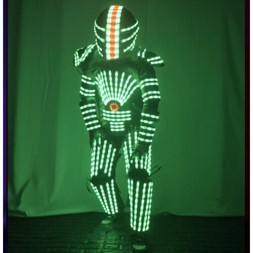 Light up costume helmet rgb change color LED Clothing Future led lumious robot suit stage performance Bar Nightclub