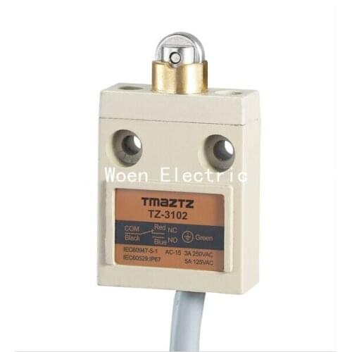 Tmaztz TZ-3102 IP67 4Wire Roller Lever Plunger Limit Switch SPDT NO+NC Copper wire 3M