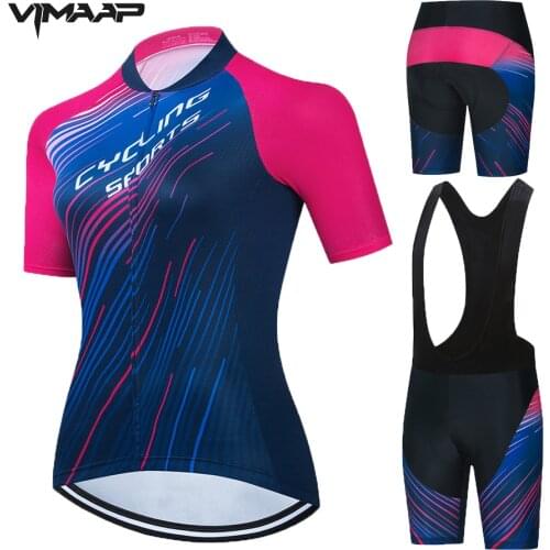 VIMAAP Summer Cycling Jersey Set Women Pro Team Bicycle Cycling Clothing Mountain Bike Uniform Wear Racing Bicycle Clothes