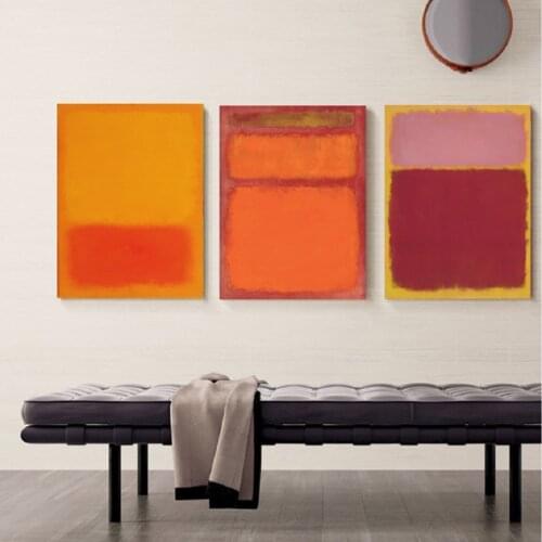 Vintage Abstract Yellow Orange Red Printed Canvas Paintings Wall Posters Prints Wall Art Pictures Living Room Decoration