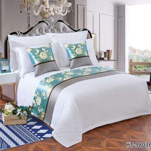 High-grade Modern Pastoral Wine Red Flower Hotel Bed Runner Home Bed Flag Landscape Painting Elegant Bed Flag Table Runner