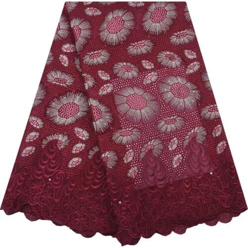 Zhenguiru 100% Cotton Swiss Voile Fabric Embroidery African Lace Fabric Bright Diamond Nigerian Fabric For Women Wedding A2179