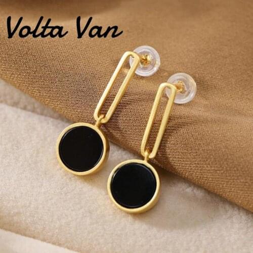 Volta Van Women Drop Earrings Pendientes Plata 925 Sterling Silver Black Jade Fine Jewelry 2021 New Elegant Geometric Earrings