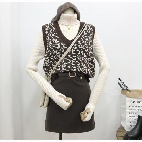 Women Pullover Autumn and winter womens sweater casual solid color V-neck sleeveless loose sweater 2020 new style winter top