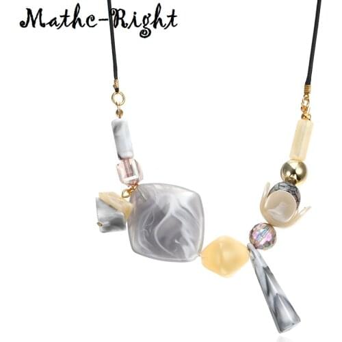 Womens Candy Color Necklace for Women Geometric Beads Necklaces & Pendants Acrylic Statement Necklace New Fashion Jewelry NR044