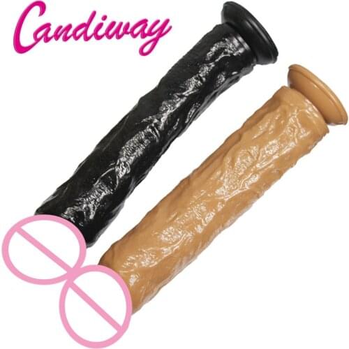 Candiway 2 Colors Silicone Huge Realistic Texture Dildo Stimulate Vaginal Orgasm Massager Stick Adult Sexy Toys For Women 1PC