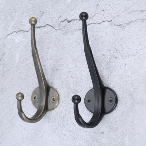 1PC Vintage hooks Antique Bronze/Black Door Hanger Hooks Bathroom Wall Hanger Hats Bag Keychain Alloy Coat Wall Hooks w/Screws