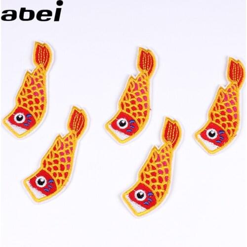 10pcs/lot Clothing Stickers Embroidery Iron On Cartoon Fish Patch Sewing Jeans Backpack Shoes Coats Fabric Appliques DIY Badge