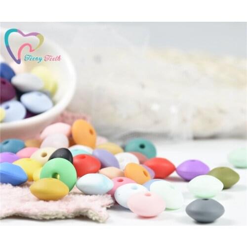 100 pcs Loose Silicone Beads Abacus Lentils 12*6mm Diy Teething Jewelry Bpa Free Baby Pacifier Chain Silicone Beads