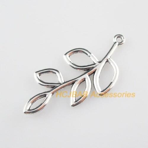 12Pcs Tibetan Silver Color Leaf Circle Charms Pendants 18.5x41mm