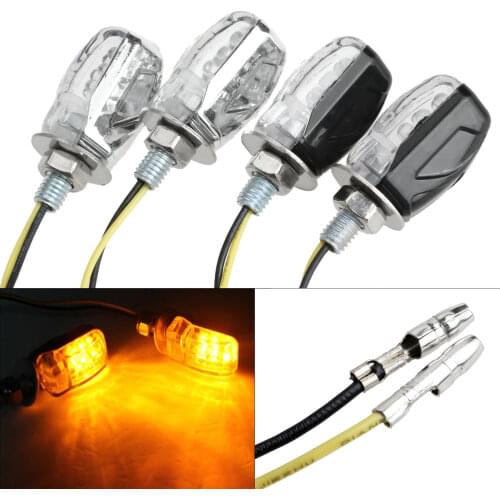 2Pcs Amber 12V Mini Turn Signal Light Indicators Motorcycle Bike Flashing 6 LED Indicator Amber Blinkers Lamp For Honda Suzuki