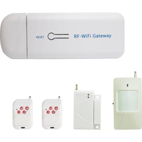 2018 New product Wireless RF WIFI Gateway Alarm System with Android IOS APP Control 433mhz Door sensor PIR alarm Smoke detector