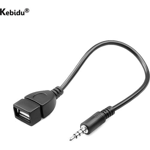 3.5mm Audio AUX Jack Male to USB 2.0 Type A Female OTG Converter Adapter Cable for Car MP3