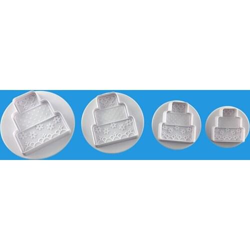 4pcs Cake shaped Biscuit Mold 3D Cookie Plunger Cutter Bread Sandwich Baking Mould Chocolate Candy Decorating Tools