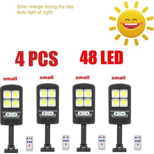 4pcs tabular oblong 48 LED Solar Light Outdoor Solar Lamp Powered Waterproof PIR Motion Sensor Street Sunlight remote for Garde