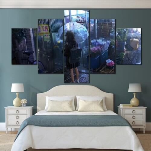 5 Pieces HD Canvas Painting Print Anime Beautiful Girl Picture For Modern Decorative Bedroom Living Room Home Wall Art Decor