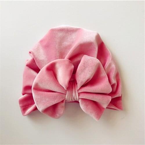 Girls 5'' Big Floppy Velvet Bow Beanie For Kids 2018 Solid Elastic Velvet Caps Toddler Large Bows Children Soft Hat Accessories