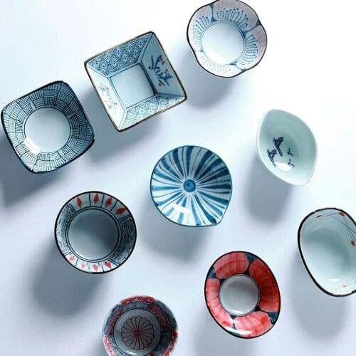 Household ceramic special-shaped bowl dip dish tableware dish bowl Japanese creative hand-painted seasoning dish sauce