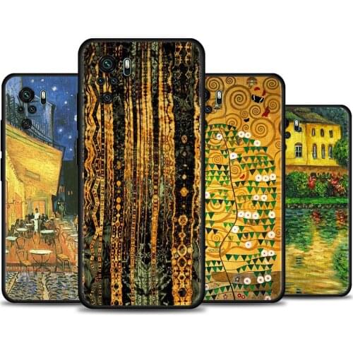 Phone case For Redmi Note 10 Pro Max 9 9s 9t 8t 7 Cover Funda for Redmi K40 Plus 9A 9C 9T Coque Van Gogh Starry Night Klimt Kiss