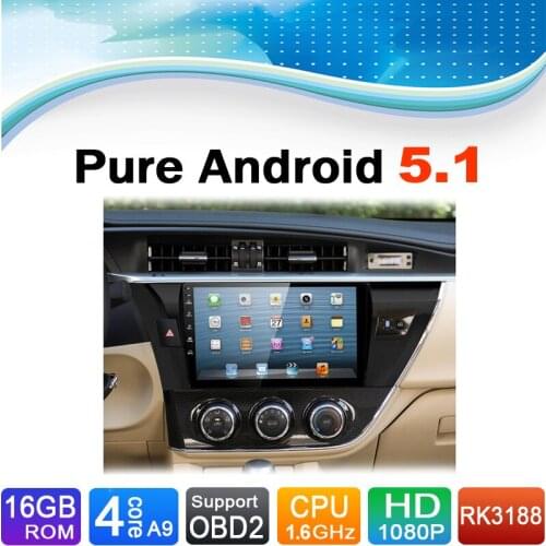 Pure Android 5.1.1 System Car DVD GPS Navigation System Stereo Media Player Radio for Toyota Corolla 2014-2015