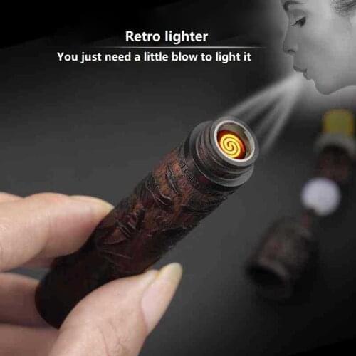 Smoke Accesoires Sandalwood Electric USB Rechargeable Blowing Lighter Windproof Flameless Lighters Dropship Suppliers