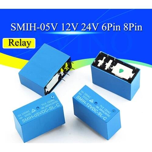 2PCS SMIH-05VDC-SL-C SMIH-12VDC-SL-C SMIH-24VDC-SL-C 05 12 24 V Relays 250V 16A 6PIN A group of normally open