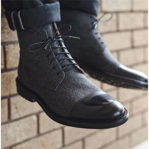 Hot Sale Men Boots Lace Up Shoes Outdoor Sneakers Comfortable Breathable Walking Shoes Outdoor Work Boots Ankle Boots