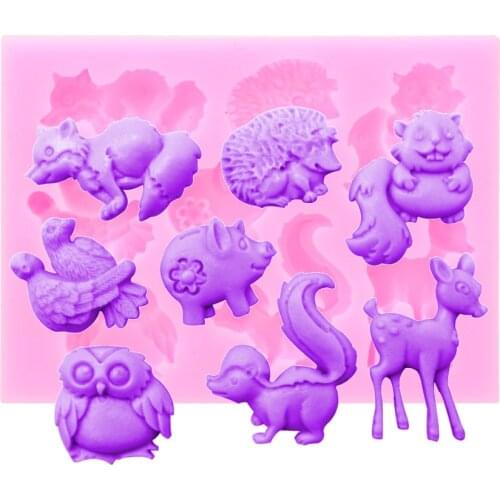 HOOMIN Sugar Cake Soap Mold Small Forest Animals Shape Mould Food Grade Silicone Bakeware Decoration Tool