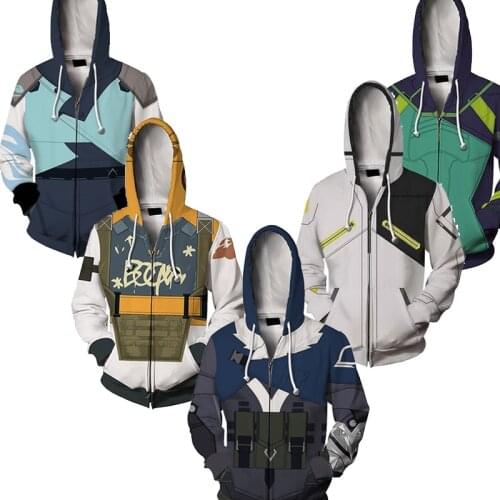 Game Valorant Viper Cosplay 3D Print Hoodie Phoenix Adult Zipper Sage Jacket Sweatshirt Pullover Coat Valorant Raze Hoodie