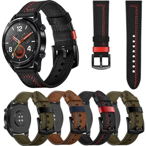 Correa Leather Strap for HUAWEI WATCH GT 2 46mm 42mm Band for HONOR Magic / MagicWatch 2 20mm 22mm Belt Watchbands Accessories