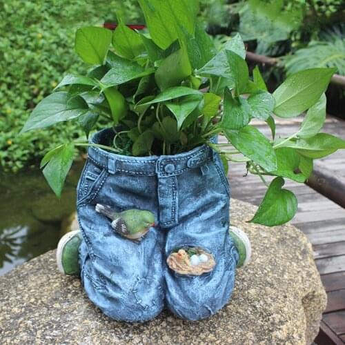 CREATIVE FLOWER POT PERSONALITY RETRO COWBOY SUCCULENTS FLORAL ORGAN DECOR JEANS ART POT VASE HOME GARDEN OUTDOOR DECOR R2988