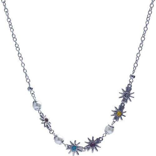 Hip Hop Stainless Steel Statement Starfish Pearl Bead Flower Smiley Pendant Necklace Jewelry Gift For Him Street Dance Gift