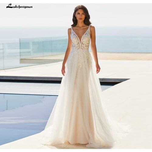 Lakshmigown Princess Bridal Robe Vintage Mermaid Wedding Dresses 2021 Vestido Playero Lace Appliques Backless Wedding Gowns