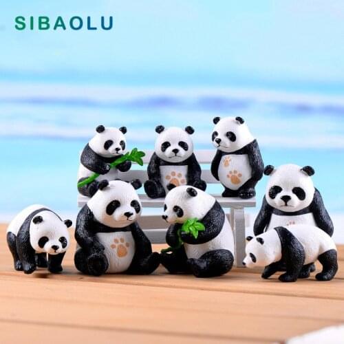 Simulation mini Bamboo Panda Animal model figure figurine home decor miniature fairy garden decoration accessories modern statue