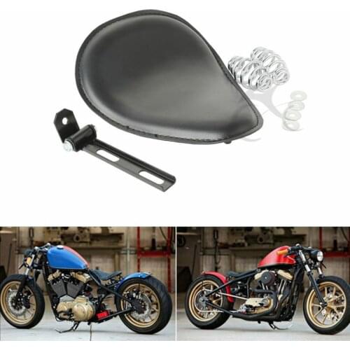 Motorcycle Black Solo Seat W Spring Mounting Bracket Kit For Harley Kawasaki Honda Custom Sportster Bobber